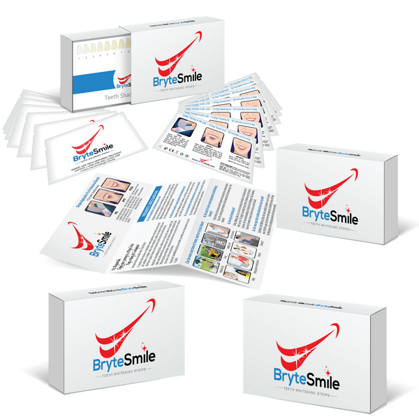 package  of teeth whitening strips and brochure